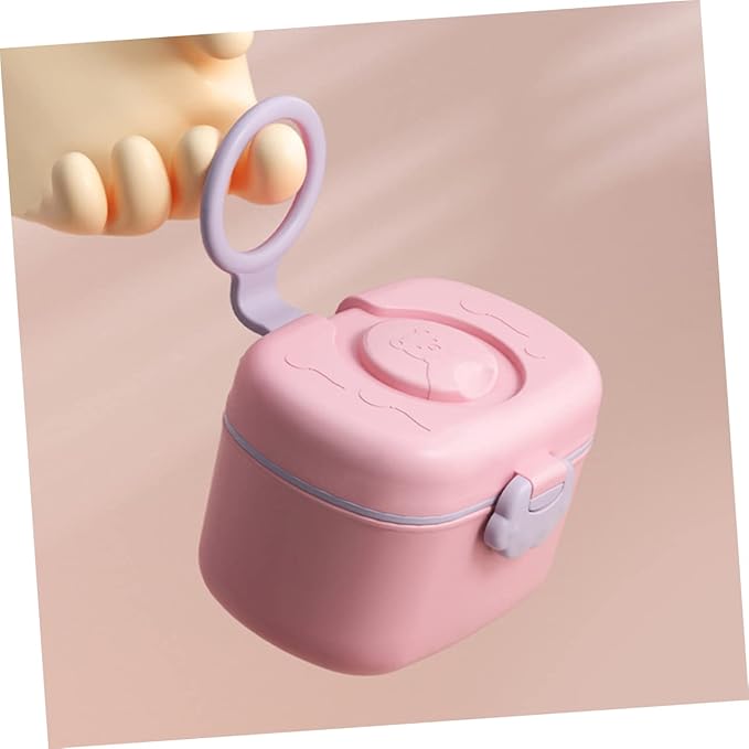 Kisangel 1 Set Baby Formula Dispenser Plastic Formula Container Non-Spill Bowls Powder Travel Handle Lids Dispenser for Food and Storage Fruits,Pink