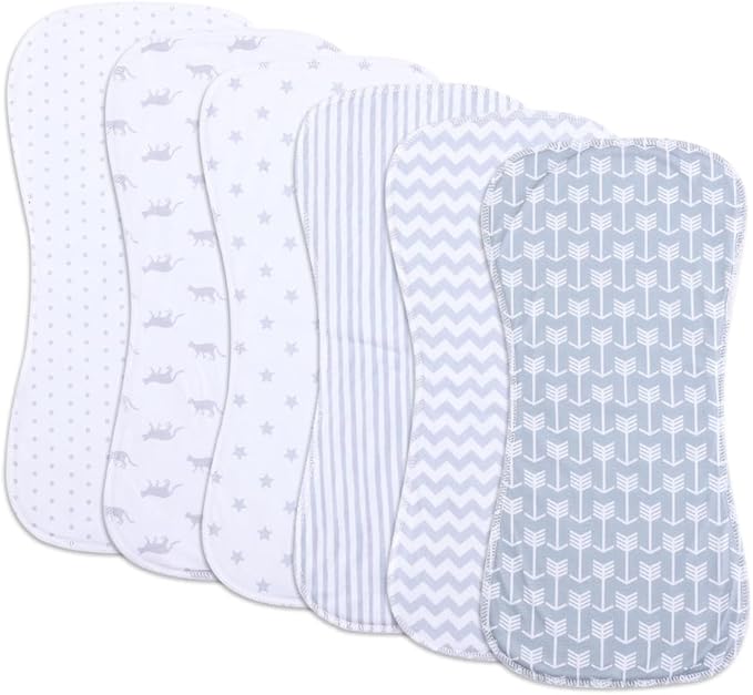 6 Pack Cotton Baby Burp Cloths Extra Absorbent Soft for Baby Boys and Girls