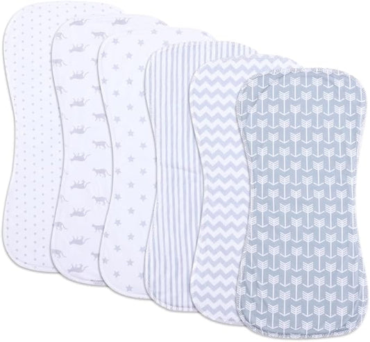 6 Pack Cotton Baby Burp Cloths Extra Absorbent Soft for Baby Boys and Girls