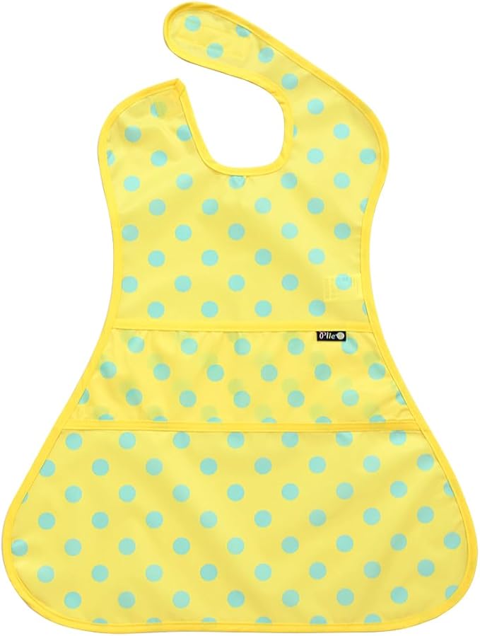 Plie Full Coverage Waterproof Feeding Bib for Toddlers – Extra Long Apron Bib for Mealtime, Self-Feeding, High Chairn