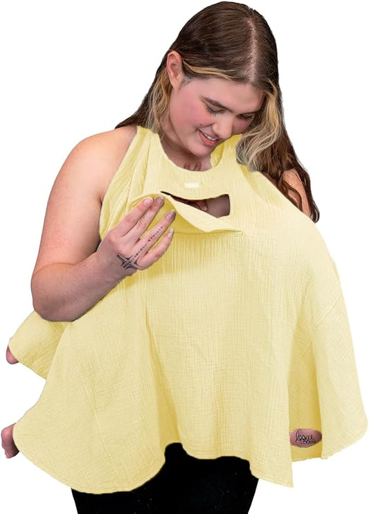 Muslin Nursing Cover for Baby Breastfeeding –Peekaboo Window -100% Breathable Cotton Privacy Nursing Shawl