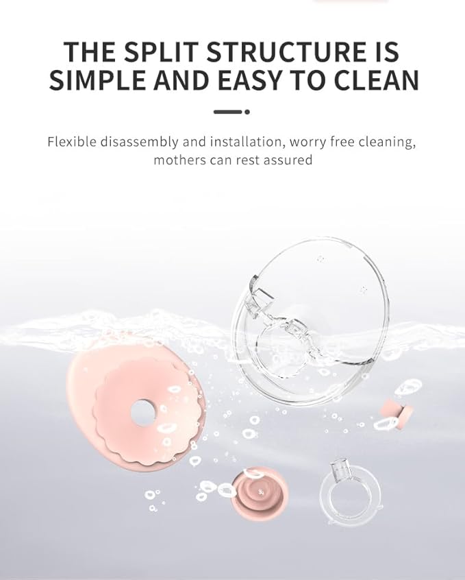 Electric Breast Pump Hands Free Wearable Portable Breastfeeding Pumps Wireless Quiet Anti-Leaking with Voice Broadcast Heating 4 Mode 12 Levels Suction Double 24mm (Pink)