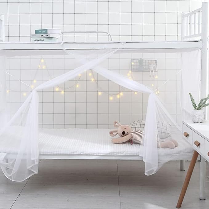 Mosquito Net for Bed - 4 Corner Bed Canopy with Fine Mesh Protection, Twin Size Bed, Easy Assembly Bug Net for Indoor/Outdoor Use, Camping & Travel