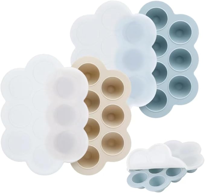 PandaEar 12 Pack Silicone Baby Food Storage Containers & 2 Pack Baby Food Freezer Tray