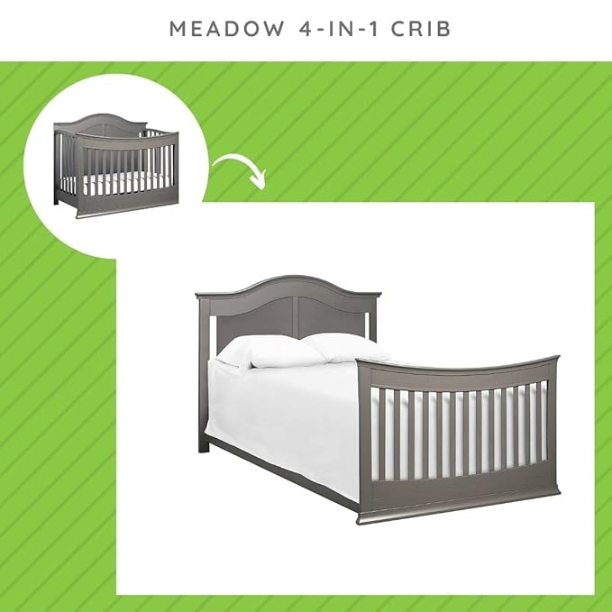 Full-Size Conversion Kit Bed Rails for Meadow 4-in-1 Convertible Cribs by DaVinci Baby - Solid Wood Rail - Toddler and Adult Bed Rail for Full-Size Beds - Essential Nursery & Baby Furniture (Slate)