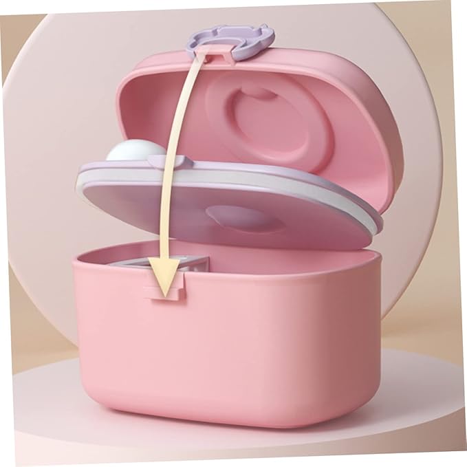 Kisangel 1 Set Baby Formula Dispenser Plastic Formula Container Non-Spill Bowls Powder Travel Handle Lids Dispenser for Food and Storage Fruits,Pink