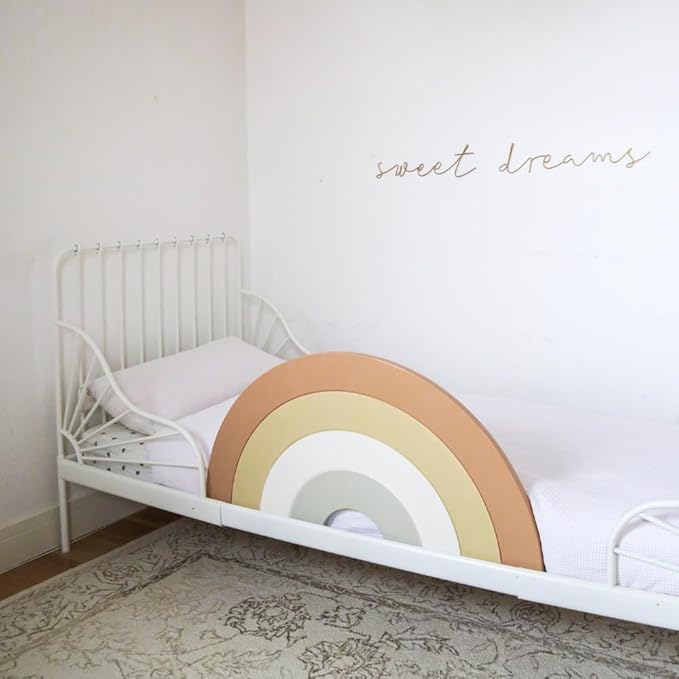 Premium 3-in-1 Toddler Bed Rail with Decorative Headboard and Wall Decor Functionality, High-End Bed Guard for Kids, Baby Bed Rail Guard, Twin Bed Rail for Toddlers - Neutral
