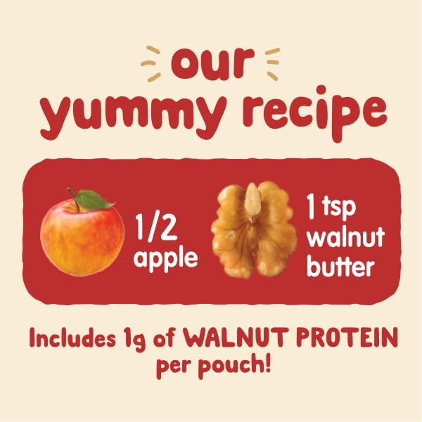 Happy Baby Organics Stage 2 Baby Food Pouches, Gluten Free, Vegan Snack, Nutty Blends, Apple & Walnut Butter, 3 Ounce (Pack of 12)