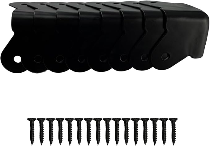 Heavy Duty Black Corner Protectors 8 Pack Iron Edge Guards for Furniture and Boxes Anti Dent Protection with Mounting Screws Powder Coat Finish
