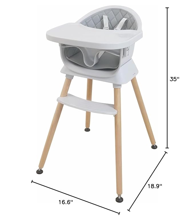 3-in-1 Convertible Wooden High Chair for Babies and Toddlers, Dining Booster Seat, Toddler Chair, Easy to Clean Infant Highchair, Modern Lightweight Design