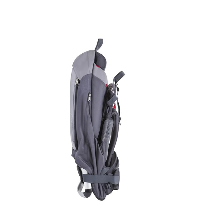 phil&teds Escape Child Carrier Frame Backpack, Charcoal – Height Adjustable Body-Tech Harness - Articulating Dual Core Waist Belt – Includes Hood, Daypack, Change Mat – 30L Storage – 2 Year Guarantee
