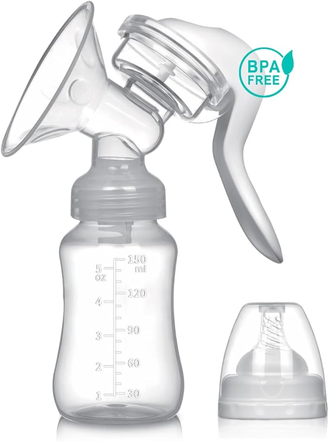 Manual Breast Pump and Milk Collector - Innovative Design, Silicone Manual Breast Pump Hand Pump- BPA Free, 150 ml Collector, Hand Express, FSA Eligible Breastfeeding