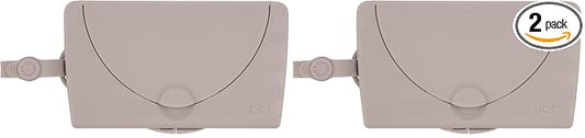 Ubbi On-The-Go Baby Wipes Dispenser, Portable Wipes Container for Travel, Diaper Bag Accessory Must Have for Newborns, Reusable Wipes Holder, Taupe (Pack of 2)