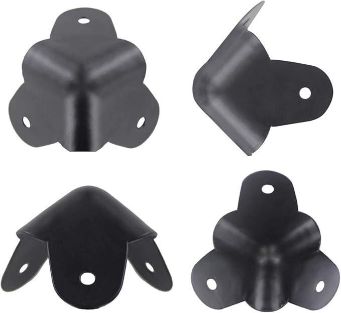 MIYAKO USA Set of 8-1.5" Speaker Cabinet/Amp Corners Protector / 3 Leg Black Powder Coat, Rounded - Super High Strength Black Coated Steel for Long Durability (21-815)