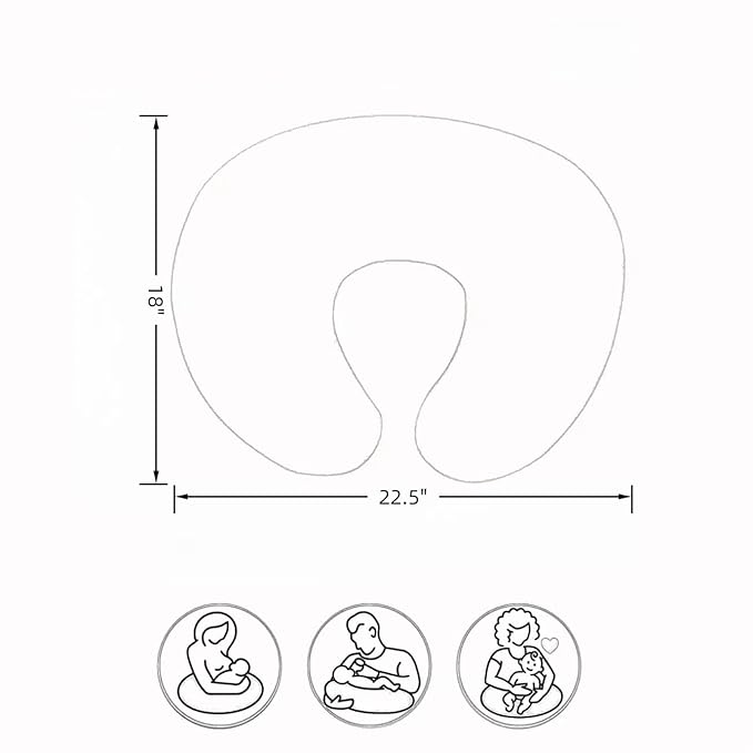 2 Pack Newborn Muslin Nursing Pillow Covers Soft Nursing Cover for Breastfeeding Pillow Slipcover for Baby Girls Boys (Blue+Cream)