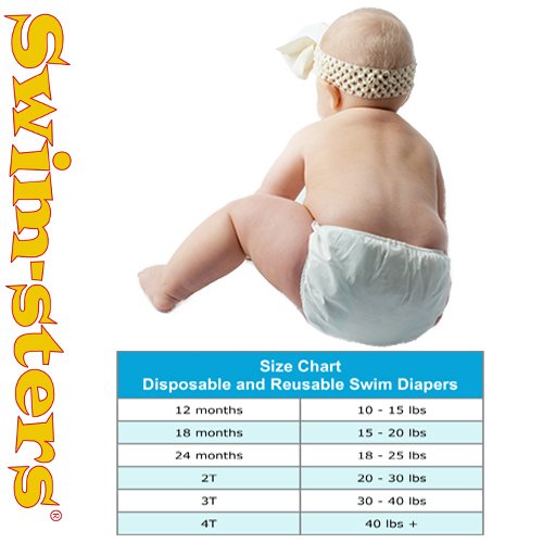 My Pool Pal 12 Count Disposable Swim Diaper, White, 24 Months