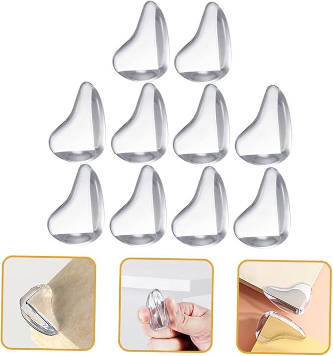 10Pcs Transparent Silicone Corner Protectors Baby Proof Furniture Edge Guards Self-Adhesive Safety Covers for Tables Cribs Desks 1.06In