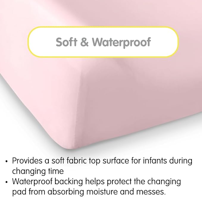 BreathableBaby Waterproof Cover, for 32" x 16"/81 x 41 cm Changing Pad, Light Pink (2-Pack)