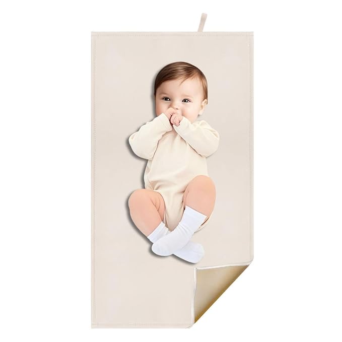 Beige Diaper Changing Mat for Baby, Portable Baby Changing Pad for Travel or Home, Wipeable Mat Fits Perfectly in Diaper Bag (67-01)