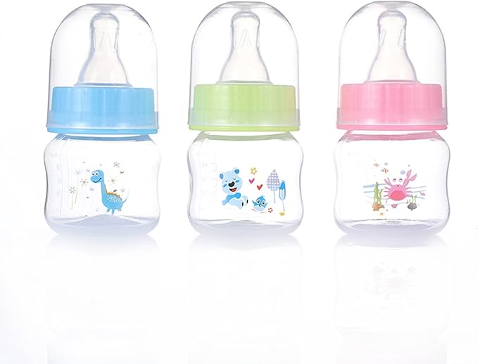 Baby Bottle Portable Baby Nursing Bottle 1.7oz Wide Neck Natural Flowing Easy to Milk Bottle for Infant Pet Dog,PP.Silica Gel
