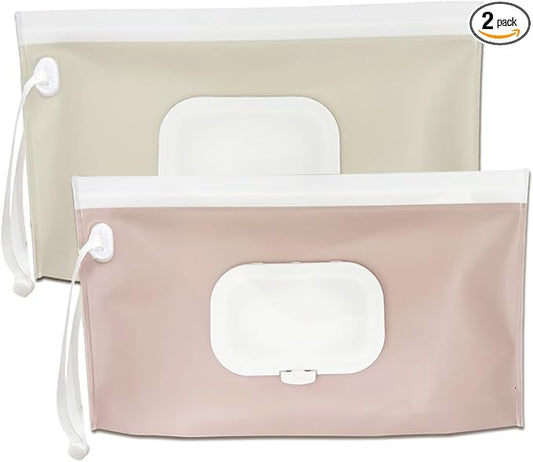 cephira Baby wipes dispenser，portable baby wipes holder for outdoor, Refillable baby wipes container, on the go wet wipe pouch for travel, resuable wipes dispenser for hiking (Nude Pink)