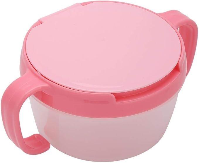 eecoo Snack Cup with Double Handle for Kids, Snack Catcher Lid Snack Container for Toddler and Baby,Portable Biscuits Candy Box (RED2)