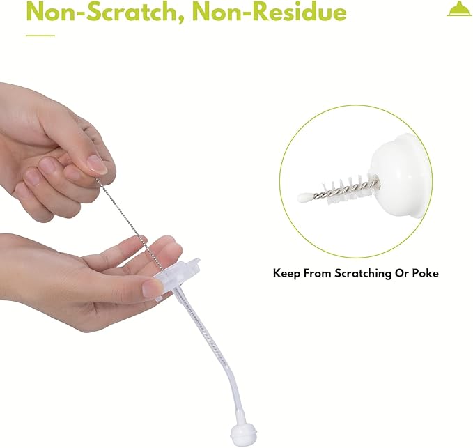 CAREBABYMORE 2 Pack Baby Bottle Brush with 4 Pack Straw Brushes, 10.2" Nylon Brushe with Nipple Cleaner and Stand Suction Cup, Yellow