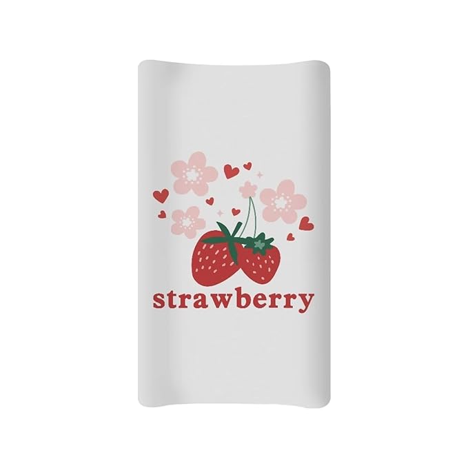 Breathable Diaper Changing Pad Cover for Baby Girls and Boys, Soft Changing Table Sheets 16 * 32 Inches, Strawberry