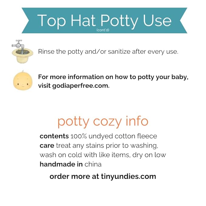 Top Hat Potty for Newborn Infant Potty Training | Elimination Communication | Includes 100% Cotton Undyed Fleece Cozy | Anti-Slip Rubber Band | for EC Baby Potty Training (Turquoise)