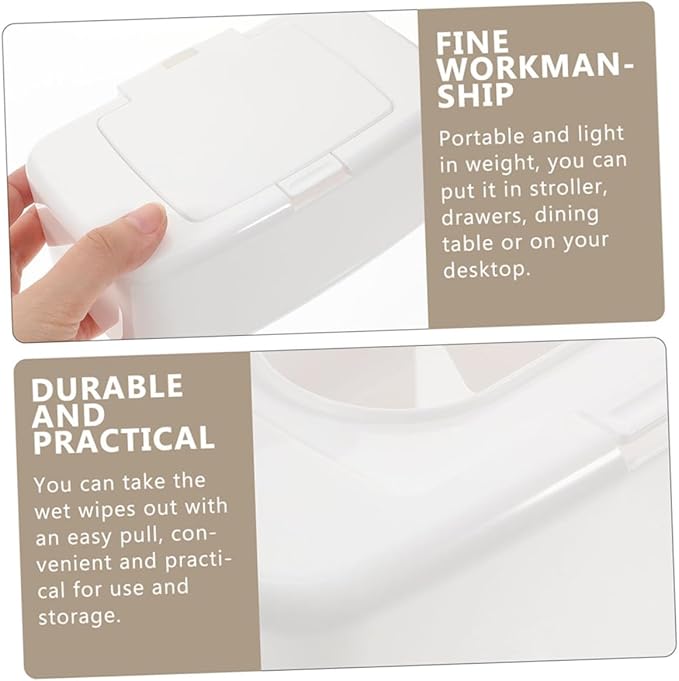 Refillable Wipe Holder with Button Lid Portable Tissue Dispenser Box for Baby Care Travel Bathroom Compact 6.69X4.13X2.36 Inch Fresh Wipes Storage Case