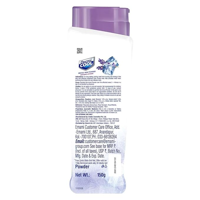 Dermicool Soothing Lavender Prickly Heat Powder 150g (5.29 Oz)
