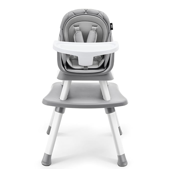 HARPPA Moro 6-in-1 Baby High Chair, Convertible Highchair for Babies and Toddlers, Feeding Booster Seat, Toddler Chair & Activity Table, 5-Point Harness, Dishwasher-Safe Removable Tray, Grey