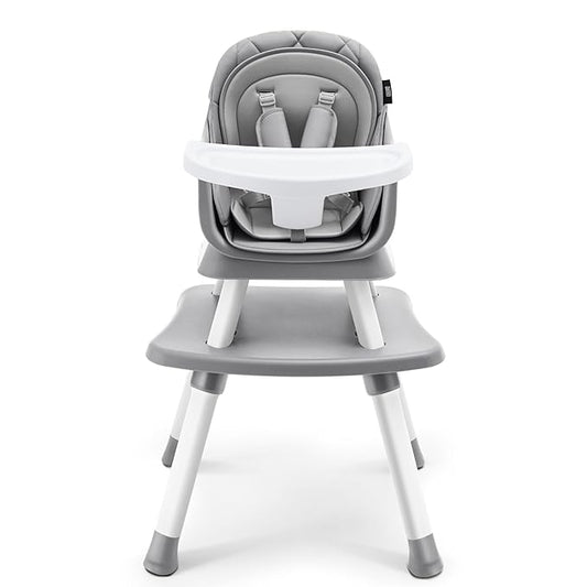 HARPPA Moro 6-in-1 Baby High Chair, Convertible Highchair for Babies and Toddlers, Feeding Booster Seat, Toddler Chair & Activity Table, 5-Point Harness, Dishwasher-Safe Removable Tray, Grey