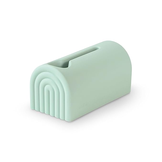 mushie Bath Spout Cover | Soft Silicone Bathtub Faucet Safety Guard for Kids | Universal Fit (Cambridge Blue)