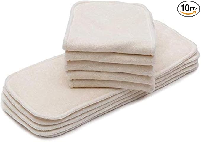 KaWaii Baby Premium Label Cloth Diaper Insert, 5-Layer, Washable, Reusable Booster, use with One Size Cloth Diaper - Pack of 10 Inserts
