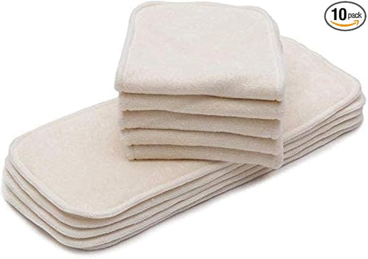 KaWaii Baby Premium Label Cloth Diaper Insert, 5-Layer, Washable, Reusable Booster, use with One Size Cloth Diaper - Pack of 10 Inserts