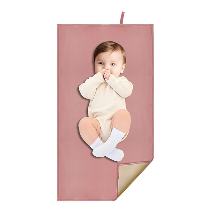 Wipeable Changing Pad for Baby, Dusty Pink Diaper Changing Mat for Baby Travel or Home, Foldable Mat Fits Perfectly in Diaper Bag (67-05)