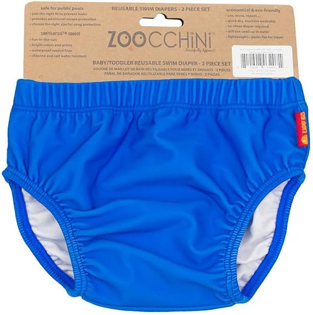 ZOOCCHINI Baby & Toddler Pack of 2 Reusable Swim Diapers – Waterproof with UPF 50+ Sun Protection, Chlorine & Salt Water Resistant, Leakproof Design, Shark - 24-36 Months