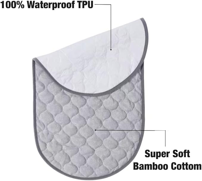 PandaEar 3 Pack Waterproof Changing Pad Liners, Quilted Absorbent Bassinet Liners, Ultra Soft Reusable Portable Changing Table Pad Protection, Machine Washable (Grey 14” x 26”)