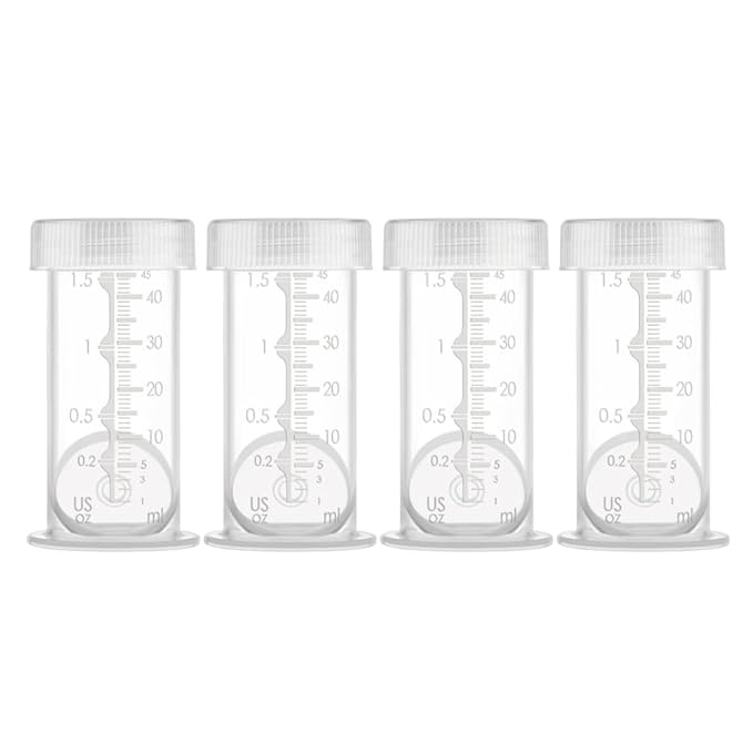 Maymom 1.5 Oz Container Designed for Colostrum & Milk Storage; Leak Proof Lids, Breastmilk Freezer or Refrigerator Storage, Made Without BPA; 4pc/pk