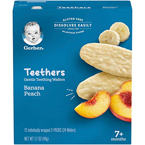 Gerber Teethers Gentle Teething Wafers - Banana Peach, 6 Count & Lil Crunchies, Mild Cheddar & Veggie Dip, 8 Count
