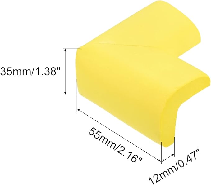 uxcell Corner Guards Edge Protectors, 12Pack Foam Safety Bumper L Shape, 55mm/2.16"(L) for Furniture Corner Table Edge Guard, Yellow
