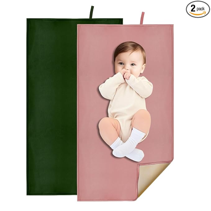 2 Pack Portable Diaper Changing Pad for Baby, Wipeable Baby Changing Mat for Travel or Home, Foldable Mat Fits Perfectly in Diaper Bag (67-09)
