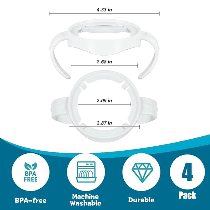 4 Pack Compatible Baby Bottle Handles for Philips Avent Natural Baby Bottles,Baby Bottle Holder - White