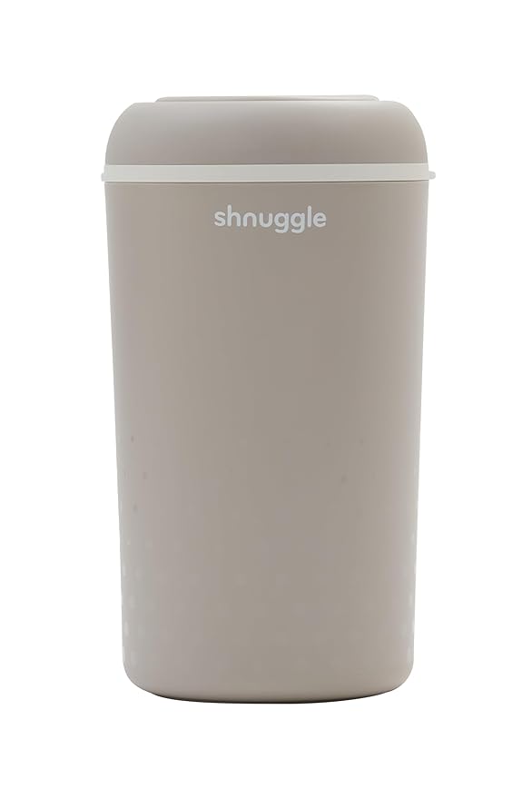 SHNUGGLE Eco-Touch Baby Nappy Diaper Bin - Odor Lock Airlock, No Costly Refills, 10L Capacity, Recyclable, Use Any Bag - Taupe Nursery Diaper Pail