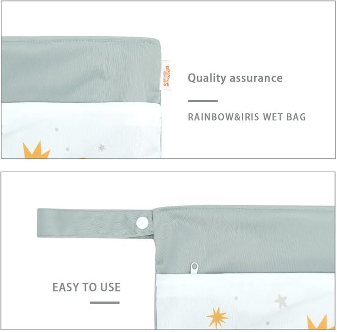 MOMIGO 2pcs Wet Dry Bags for Baby - Reusable, Washable Cloth Diapers for Baby Stroller, Diapers, Travel Bags, Gym Bag 11.8 * 15.7inch