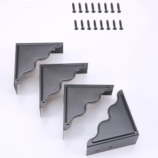 4 Pcs Metal Corner Protectors, Black Decorative Corner Guard for Wood Funiture Table Box Cabinet Edge Protectors