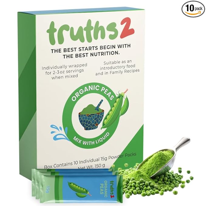 Organic Freeze-Dried Peas Food Powder, Stage 1 Baby Puree Mix for Infants & Toddlers, Organic Powder for Early Veggie Introduction & Family Meals