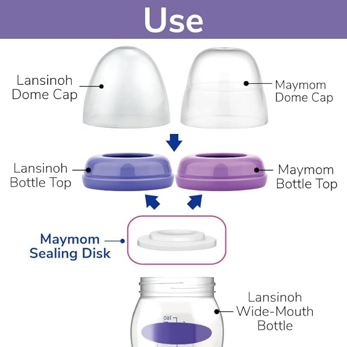 Maymom Sealing Disk Compatible with Lansinoh Bottle Top, Momma Bottles, Not Original Lansino Sealing Disk, Lansinoh Pump Parts, Signature Pro,Smartpump, Manual Breastpump(8ct)