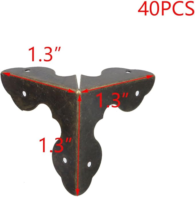 T Tulead 40PCS Metal Corner Protector Decorative Corner Hadrware Bronze Corner Guards Edge Guard 1.3" with Mounting Screws